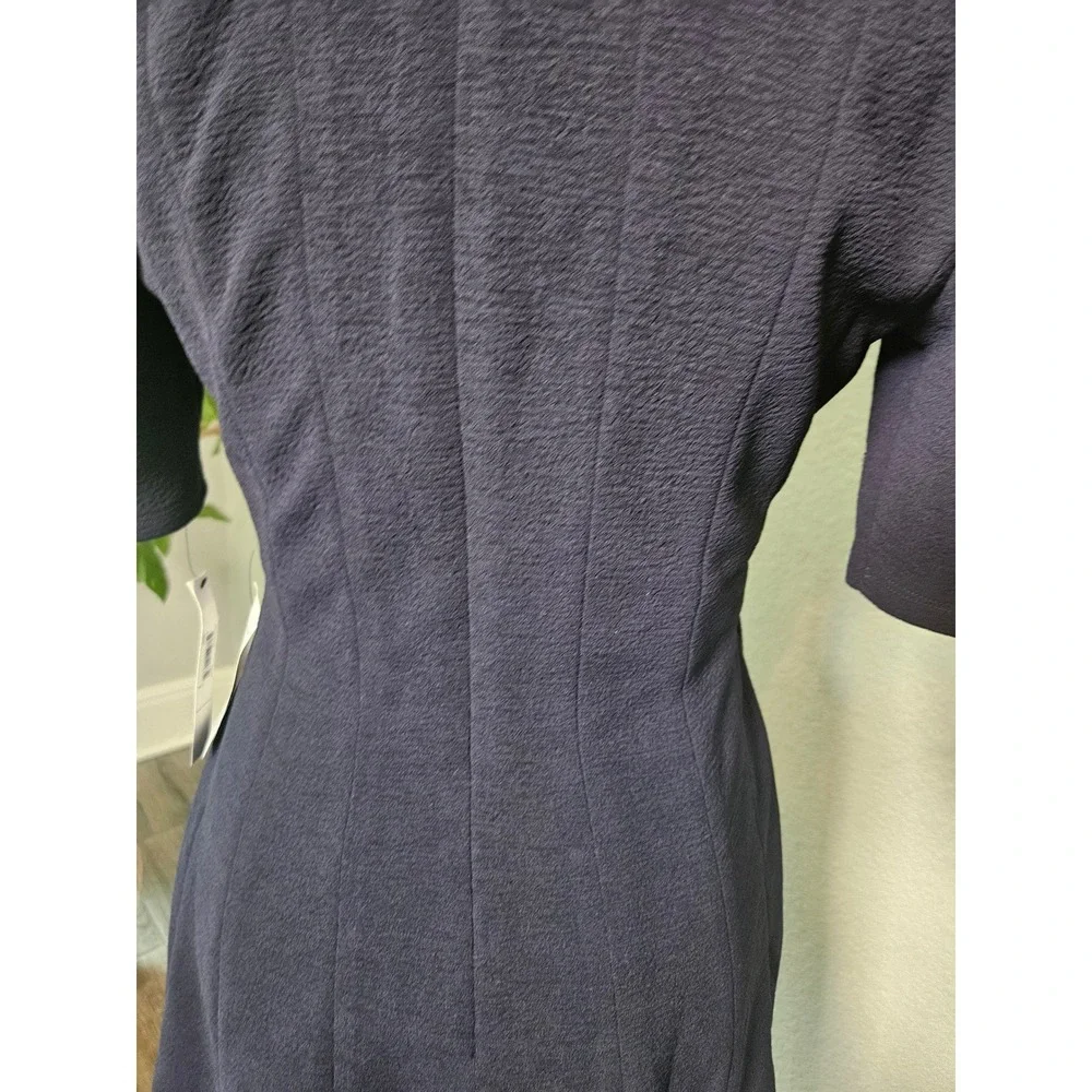 Maggy London Navy Blue Textured‎ Crepe Fit and Flare Dress Classic Size 6 NEW